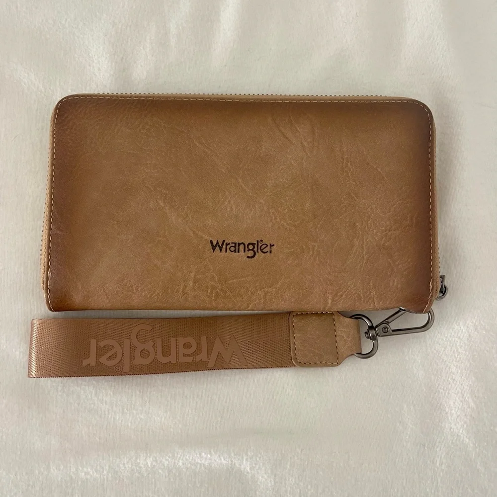 Wrangler Brown Leather Wallet with Strap - Picture 2 of 7